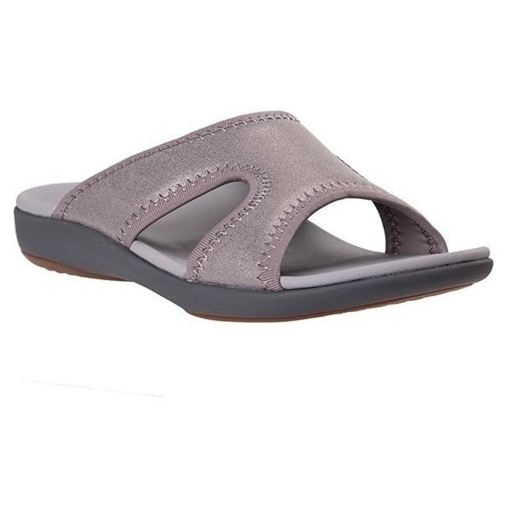 Waco Revitalign Brook Women's 10B Comfort Slide Sandals Slip-on Metallic Gray